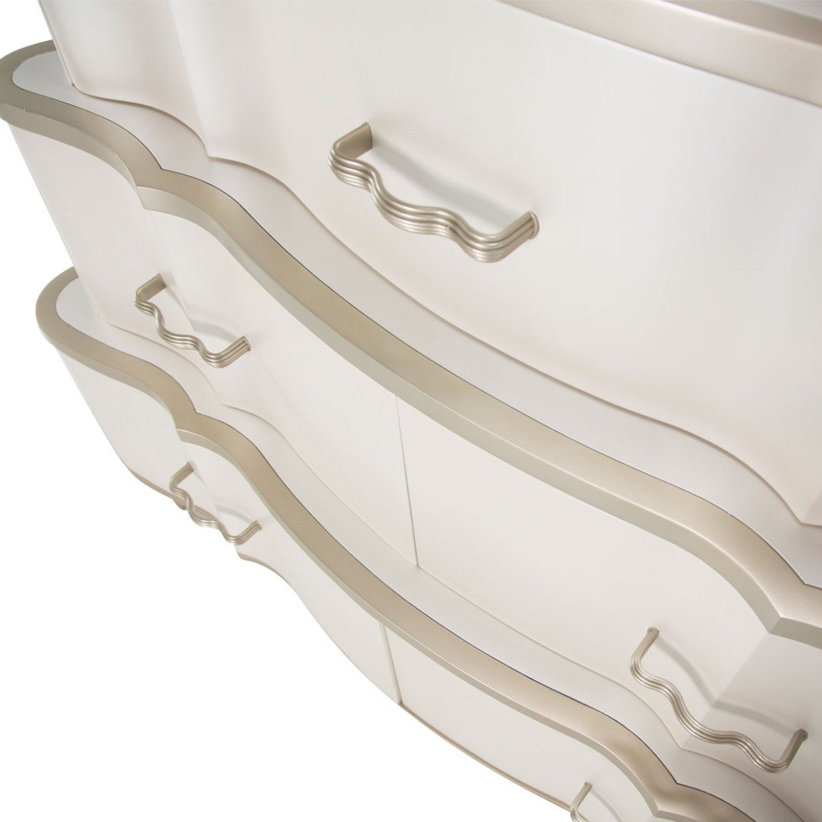 AICO London Place Tiered 6-Drawer Chest in Creamy Pearl - Luxury Home Furniture (MI)