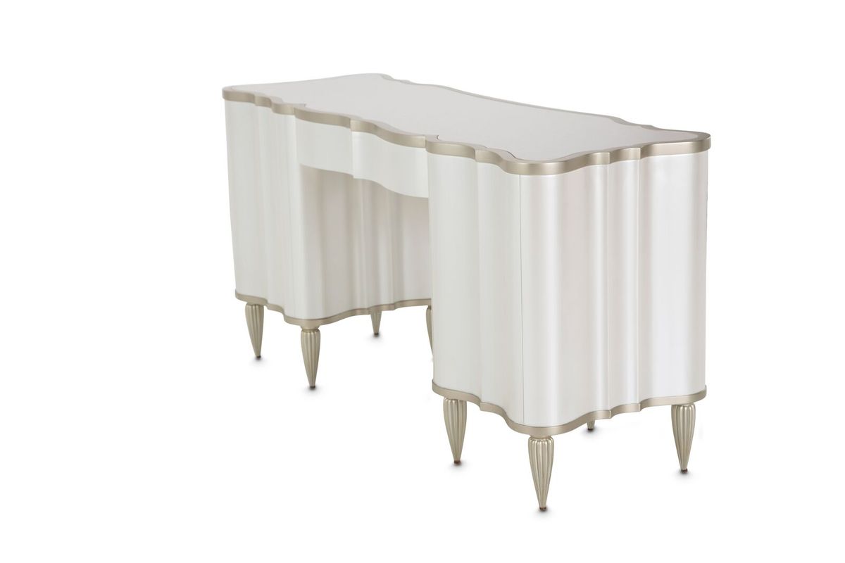 AICO London Place Vanity/Desk in Creamy Pearl - Luxury Home Furniture (MI)