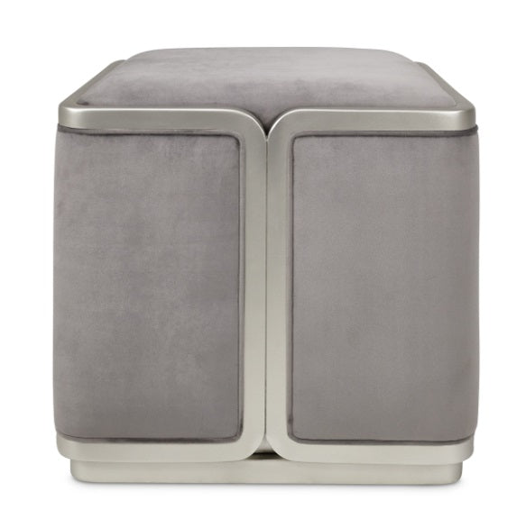 AICO Furniture Linea Ottoman in Silver Mist - Luxury Home Furniture (MI)