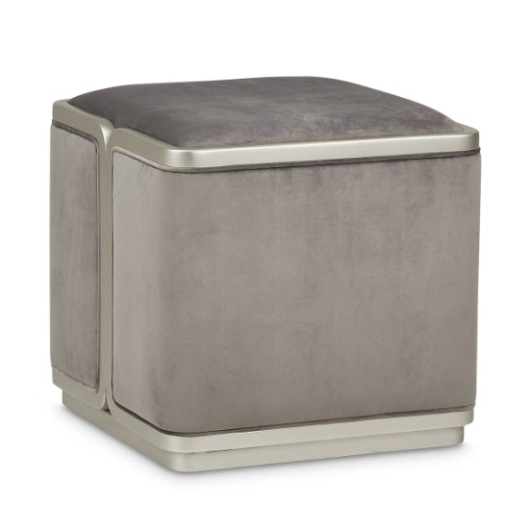 AICO Furniture Linea Ottoman in Silver Mist - Luxury Home Furniture (MI)
