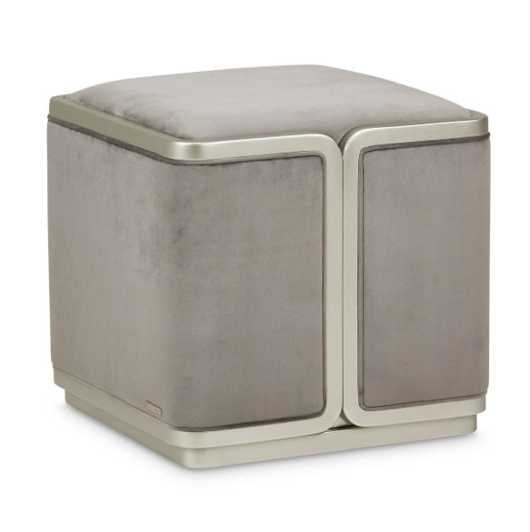 AICO Furniture Linea Ottoman in Silver Mist - Luxury Home Furniture (MI)