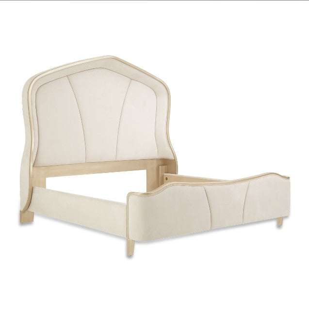 AICO Malibu Crest Queen Curved Panel Bed in Chardonnay - Luxury Home Furniture (MI)