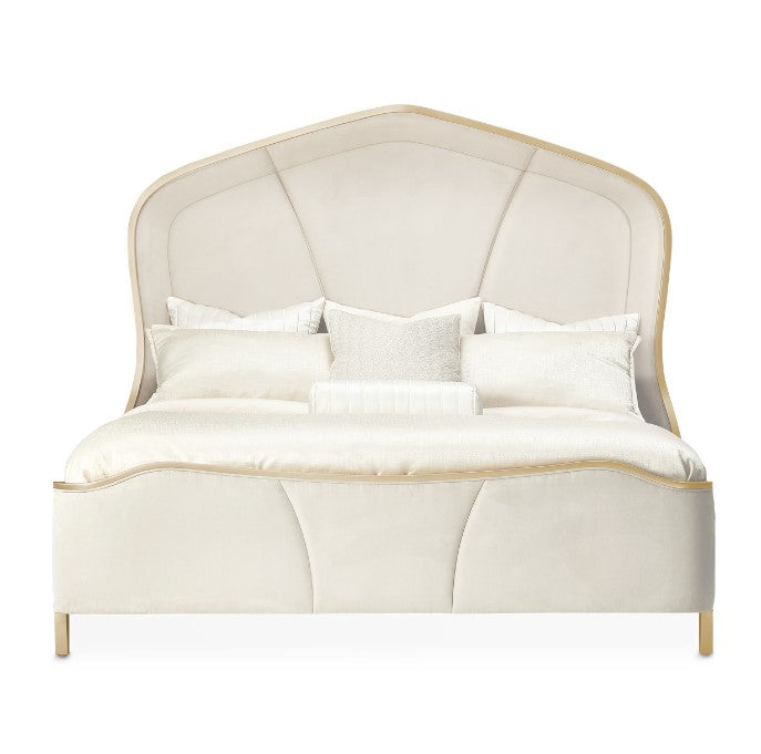 AICO Malibu Crest Queen Curved Panel Bed in Chardonnay - Luxury Home Furniture (MI)