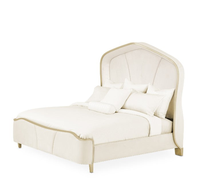 AICO Malibu Crest Queen Curved Panel Bed in Chardonnay - Luxury Home Furniture (MI)
