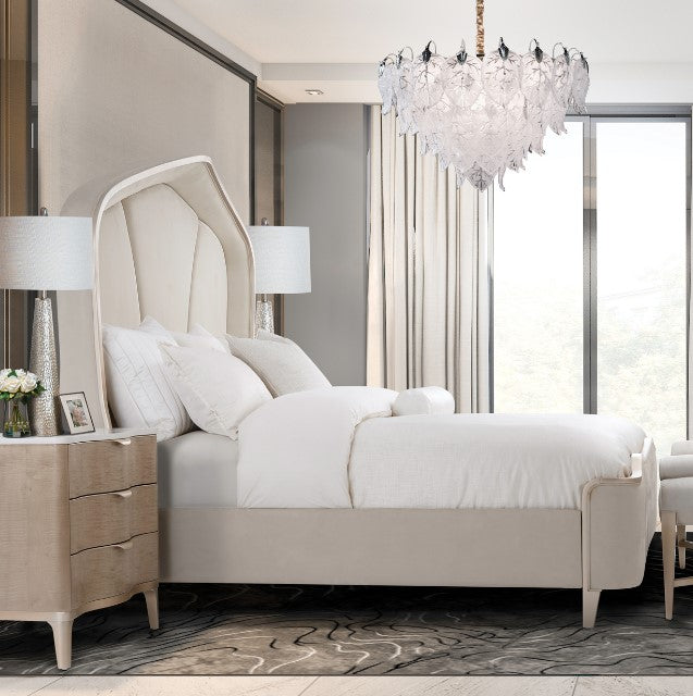 AICO Malibu Crest Queen Curved Panel Bed in Chardonnay - Luxury Home Furniture (MI)