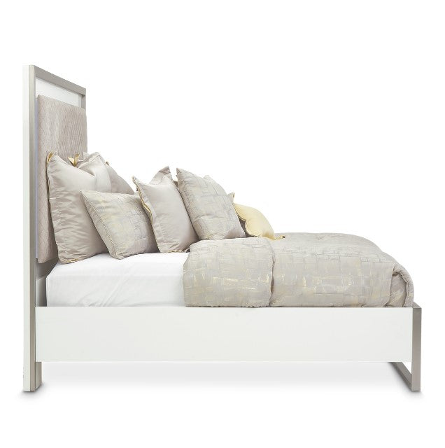 AICO Marquee Eastern King Panel Bed in Cloud White - Luxury Home Furniture (MI)