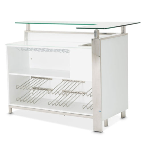 AICO Furniture State St. Bar Table in Glossy White - Luxury Home Furniture (MI)