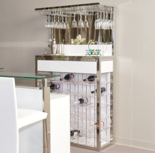 AICO Furniture State St. Wall Bar in Glossy White - Luxury Home Furniture (MI)