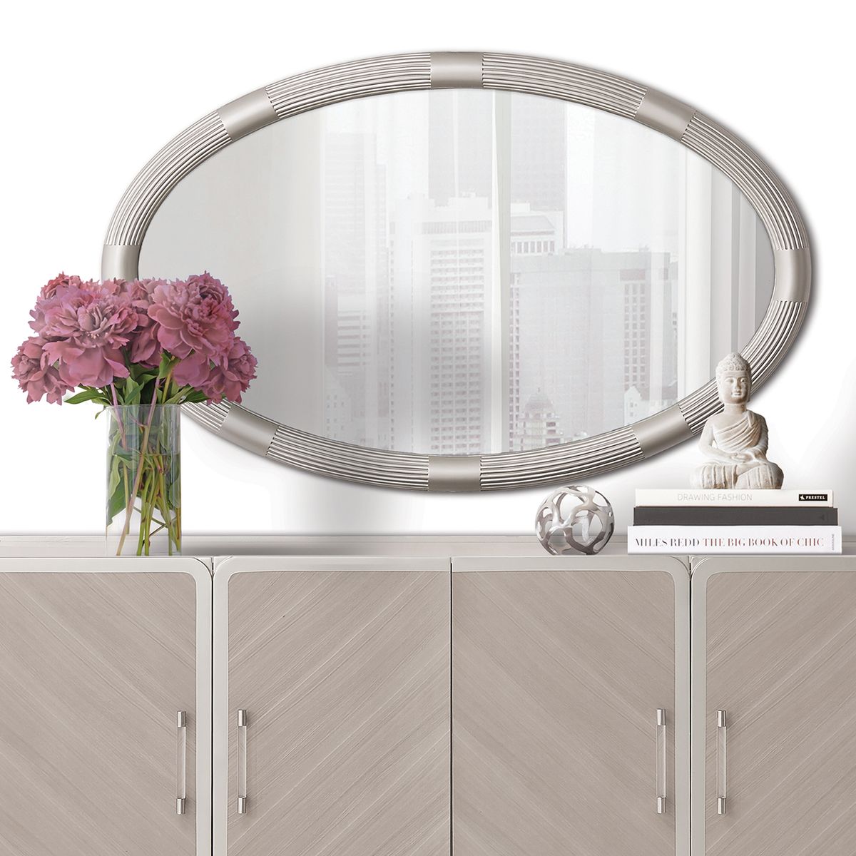 AICO Lanterna Sideboard Mirror in Silver Mist - Luxury Home Furniture (MI)