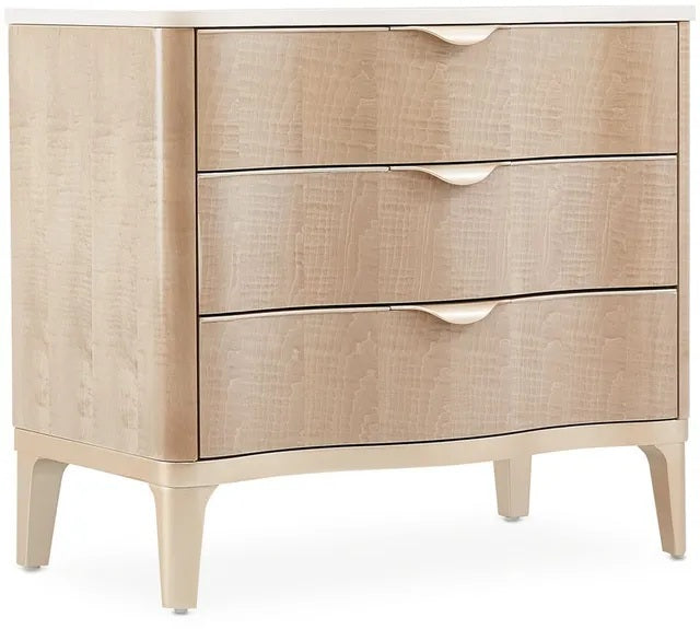AICO Malibu Crest 3 Drawer Nightstand in Blush - Luxury Home Furniture (MI)