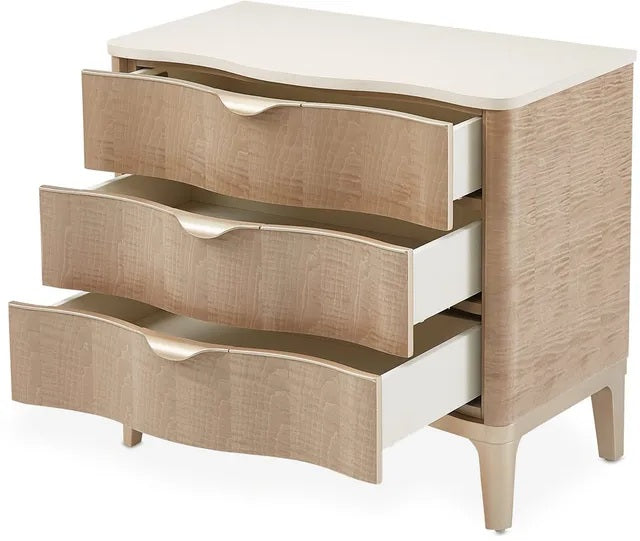 AICO Malibu Crest 3 Drawer Nightstand in Blush - Luxury Home Furniture (MI)