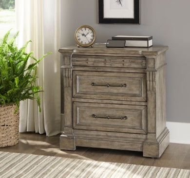 Liberty Furniture Town & Country 3 Drawer Nightstand w/ Charging Station in Dusty Taupe - Luxury Home Furniture (MI)