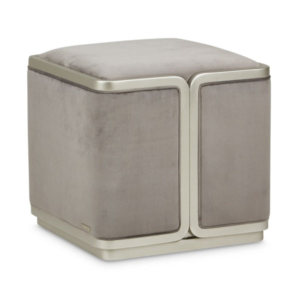 AICO Furniture Linea Linea Ottoman Gray Pearl in Silver Mist - Luxury Home Furniture (MI)