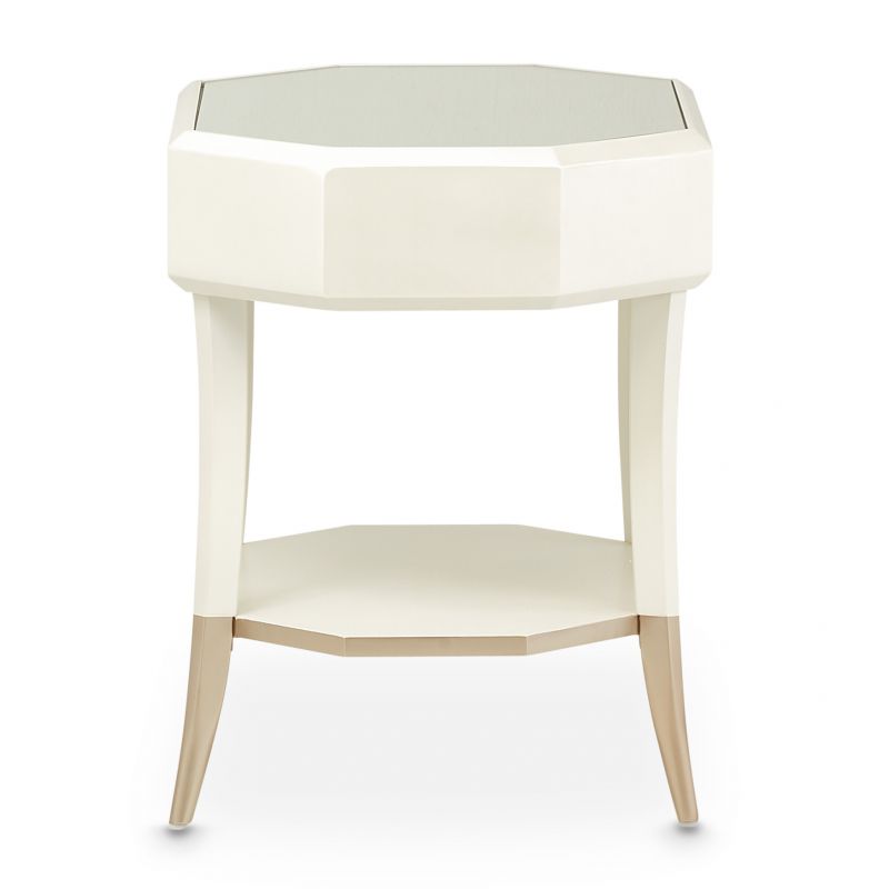 AICO La Rachelle Octagonal End Table w/ Drawer in Medium Champagne - Luxury Home Furniture (MI)
