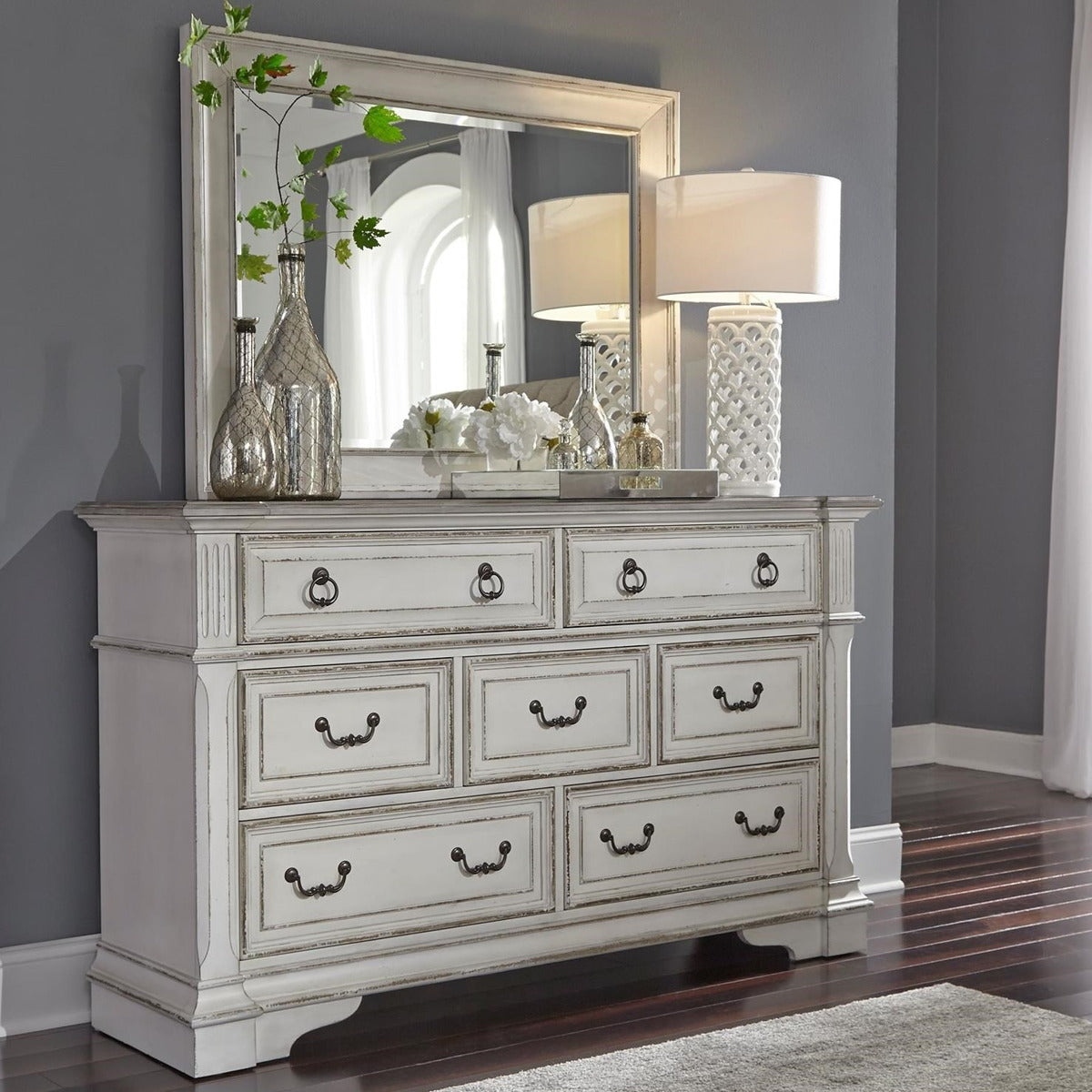 Liberty Furniture Abbey Park Mirror in Antique White - Luxury Home Furniture (MI)