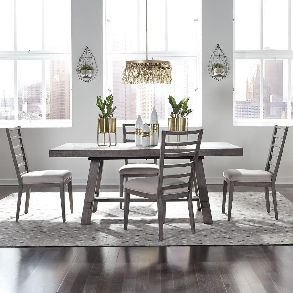 Liberty Furniture Modern Farmhouse Trestle Dining Table in Dusty Charcoal 406-P4860 - Luxury Home Furniture (MI)