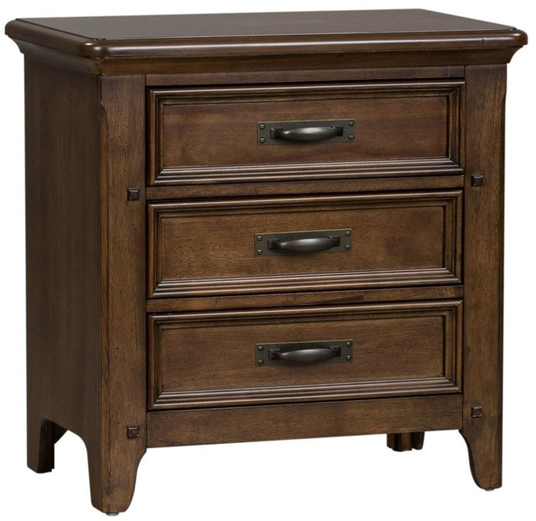 Liberty Furniture Saddlebrook 3 Drawer Nightstand in Tobacco Brown - Luxury Home Furniture (MI)