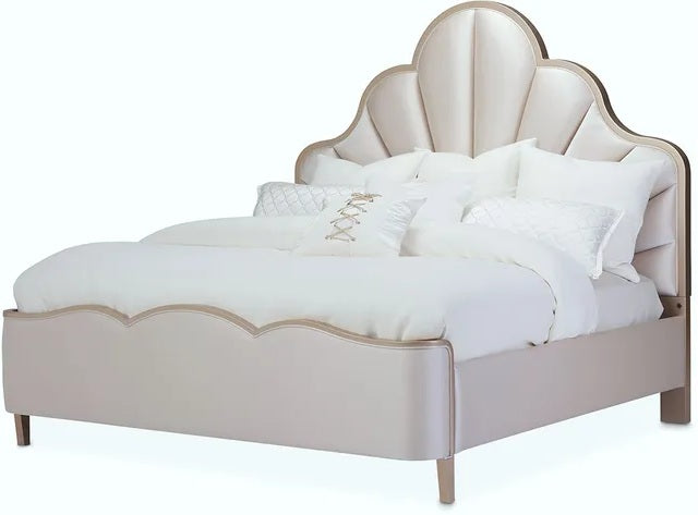 AICO Malibu Crest King Scalloped Panel Bed in Chardonnay - Luxury Home Furniture (MI)