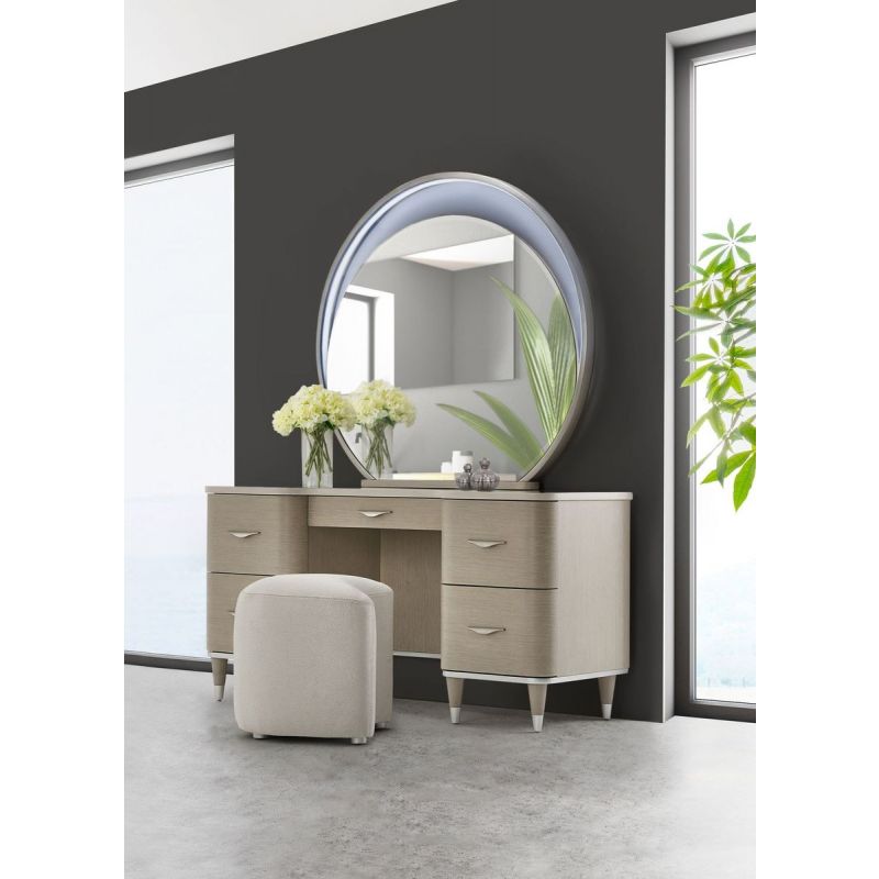 AICO Eclipse Vanity Stool in Moonlight - Luxury Home Furniture (MI)