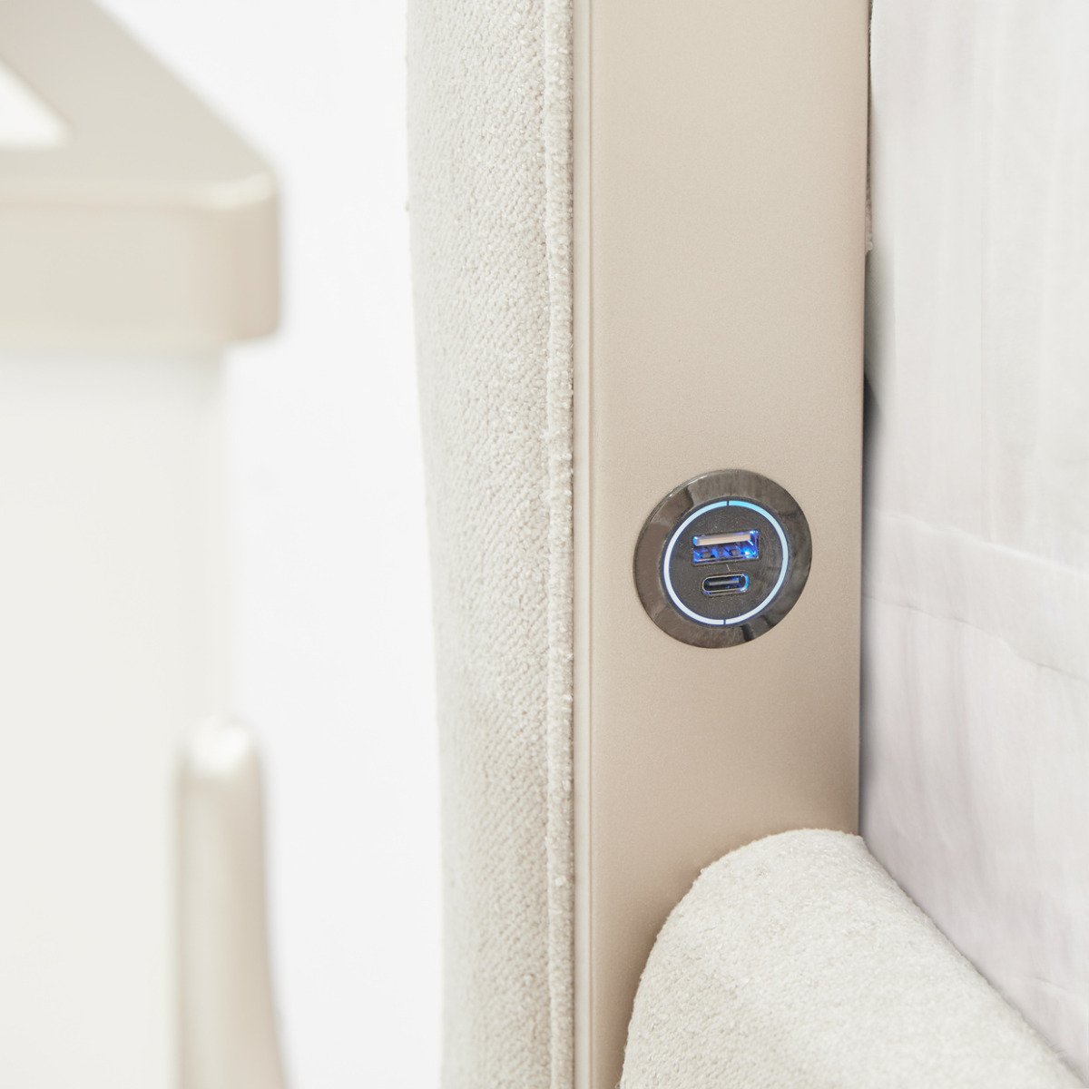 AICO Furniture La Marisia King Upholstered Platform Bed in Creamy Pearl - Luxury Home Furniture (MI)