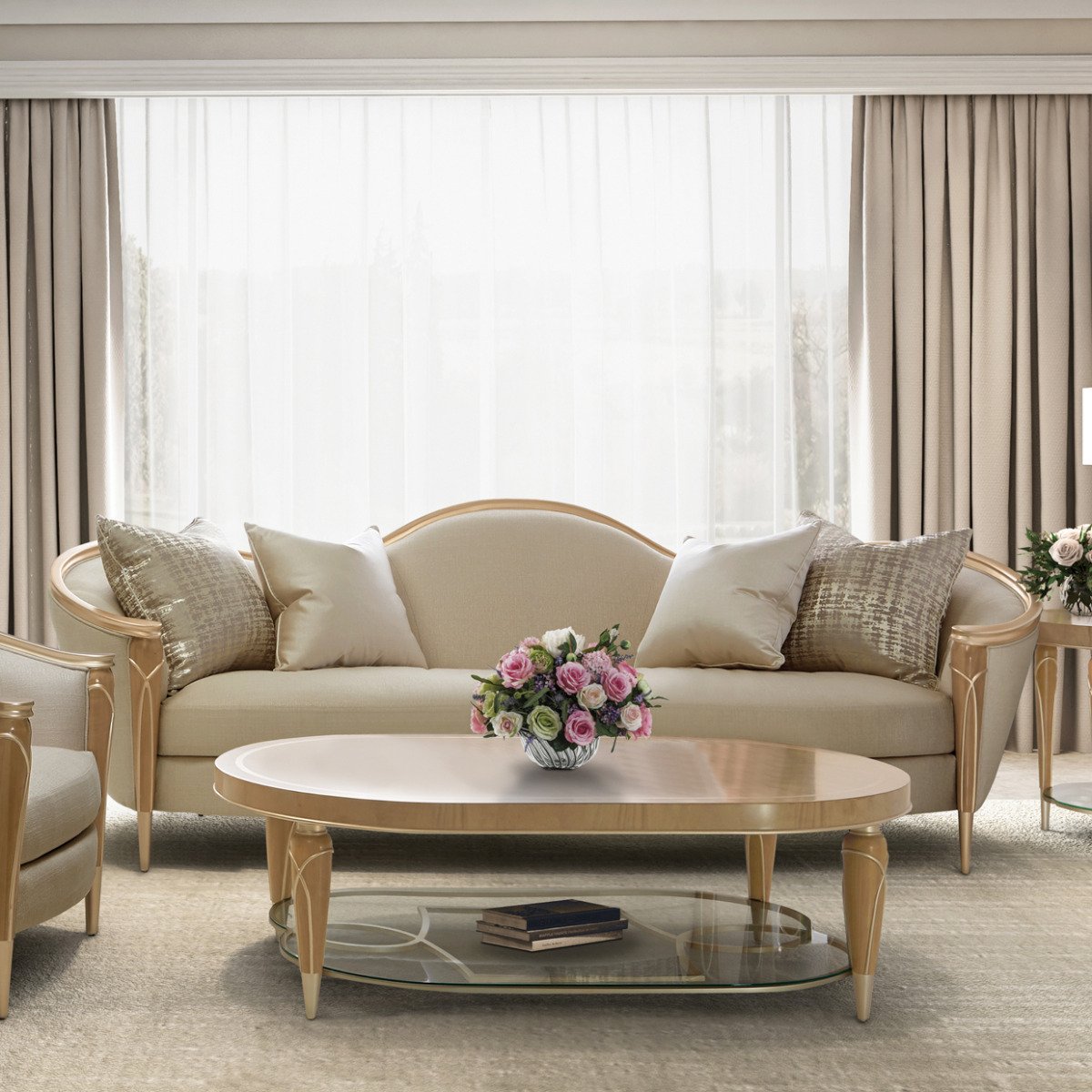 AICO Villa Cherie Chair in Caramel