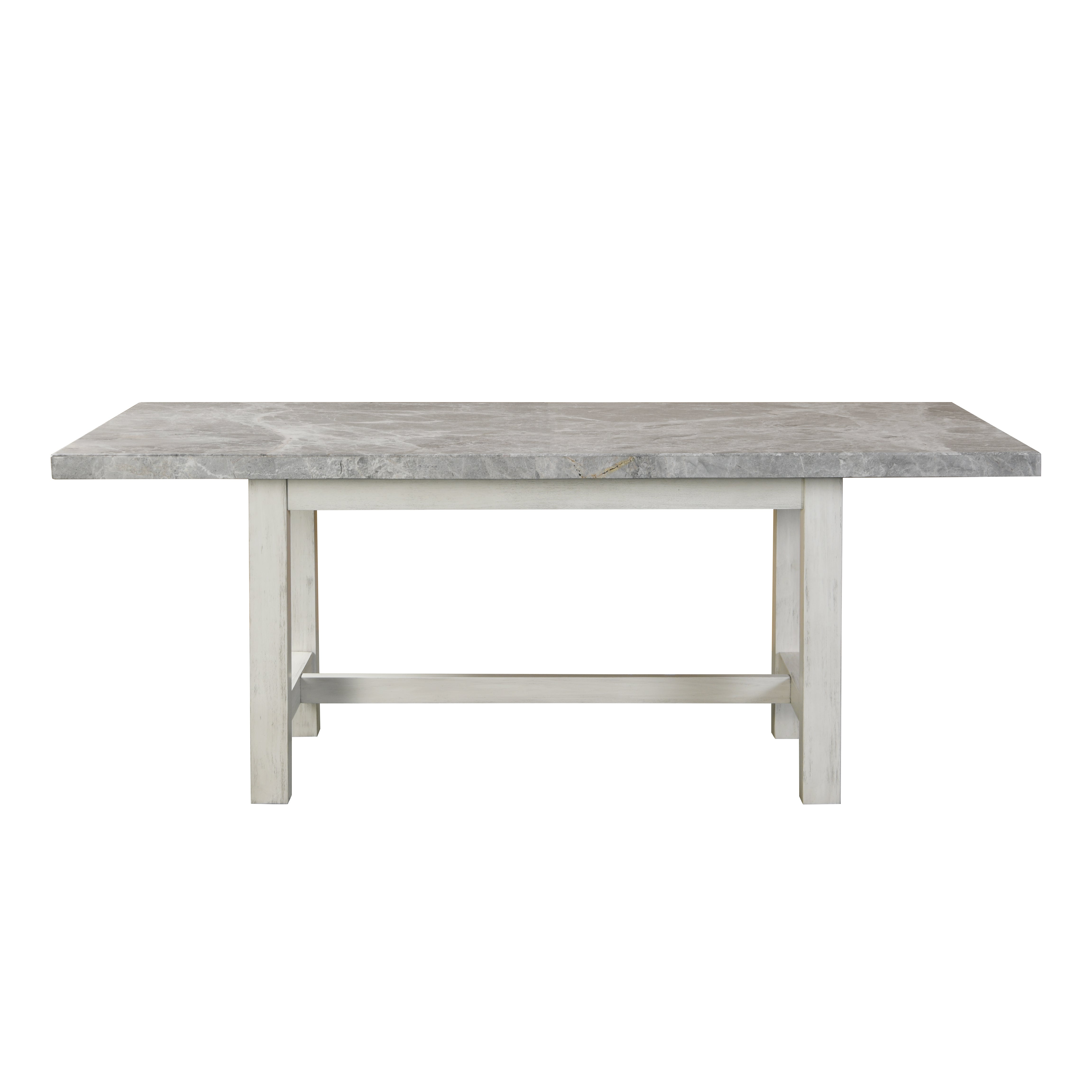Steve Silver Canova Gray Marble Top Dining Table in Cathedral White - Luxury Home Furniture (MI)