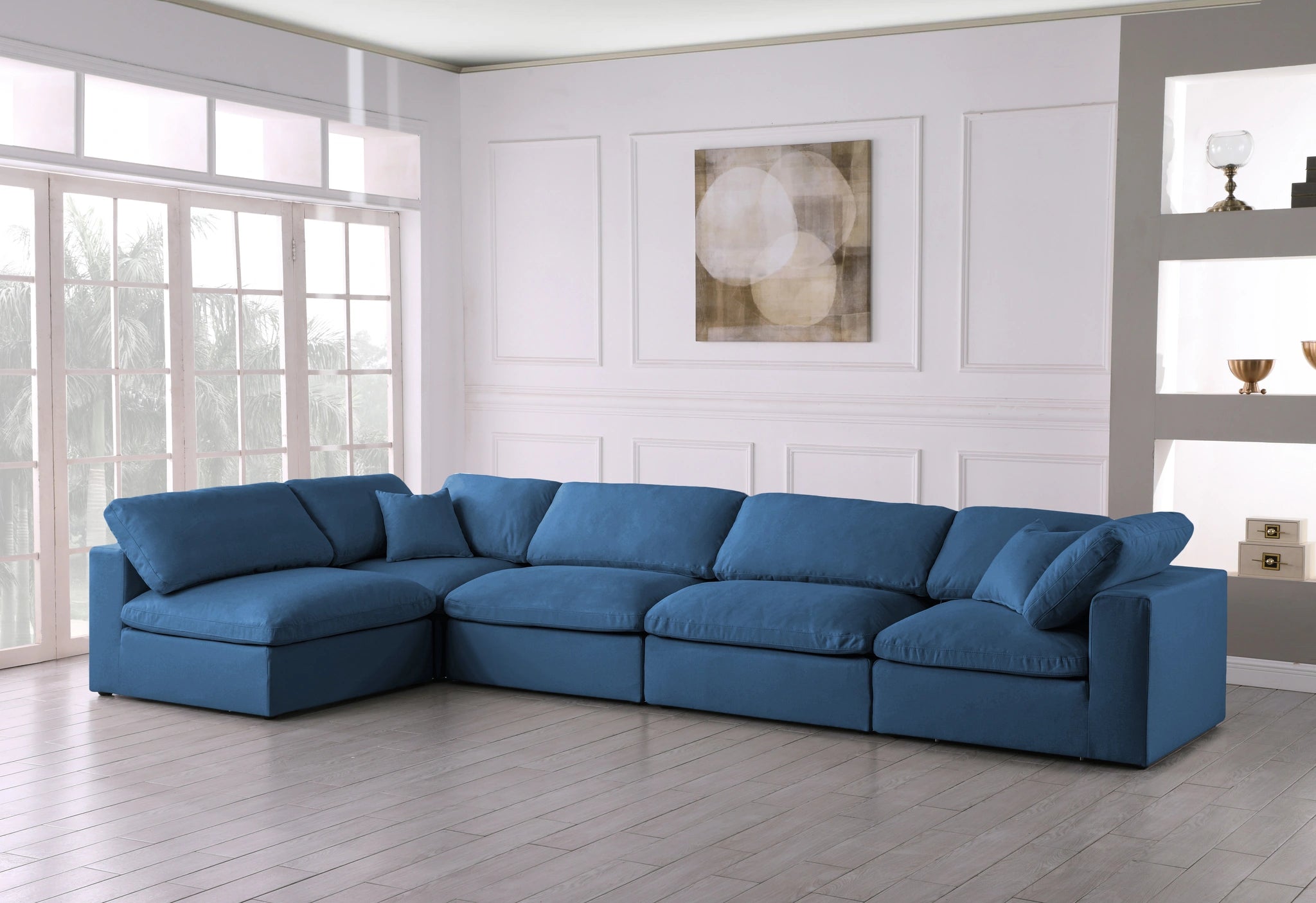 Plush Navy Velvet Standard Cloud Modular Sectional