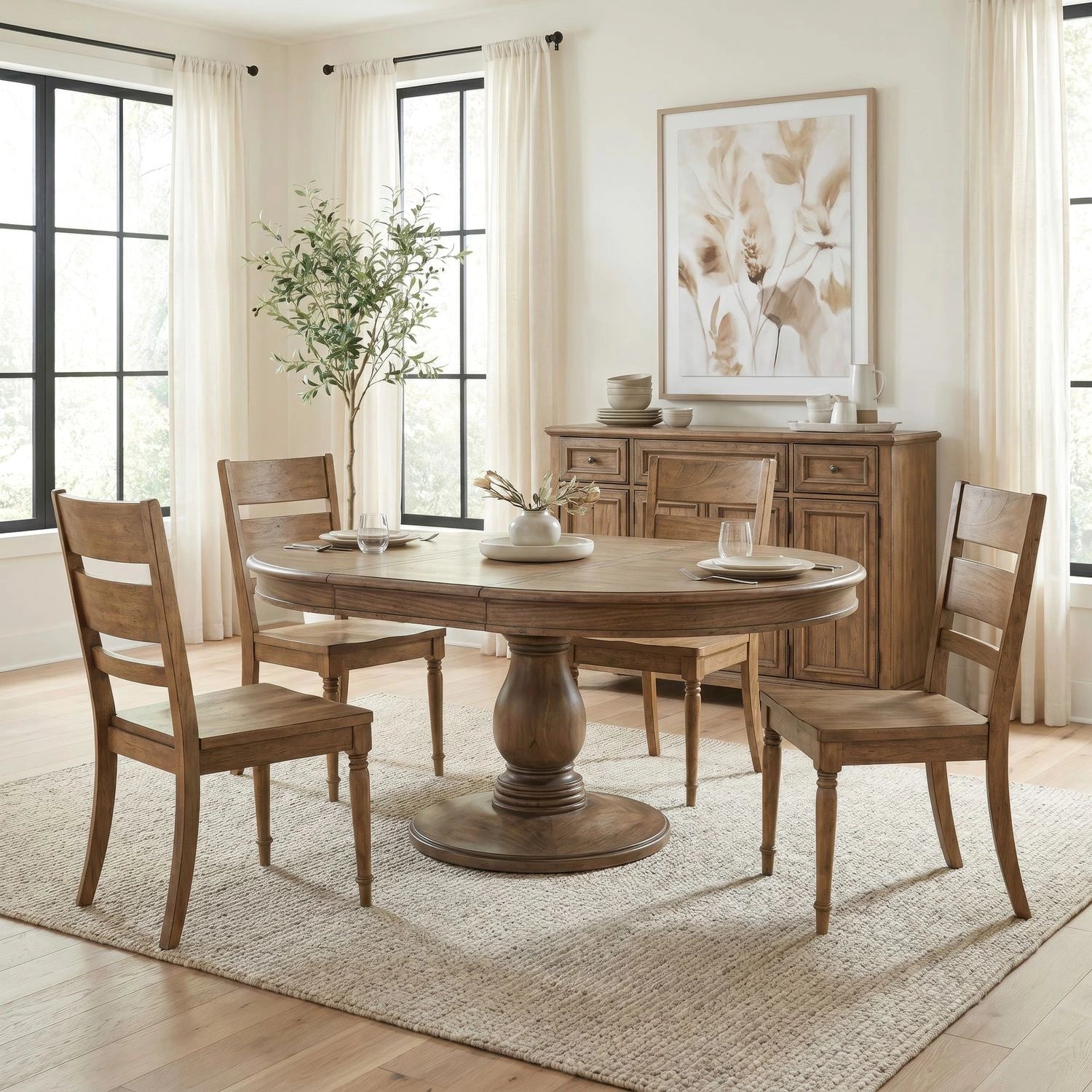 Homestead Haven 5 Piece Pedestal Table Set image
