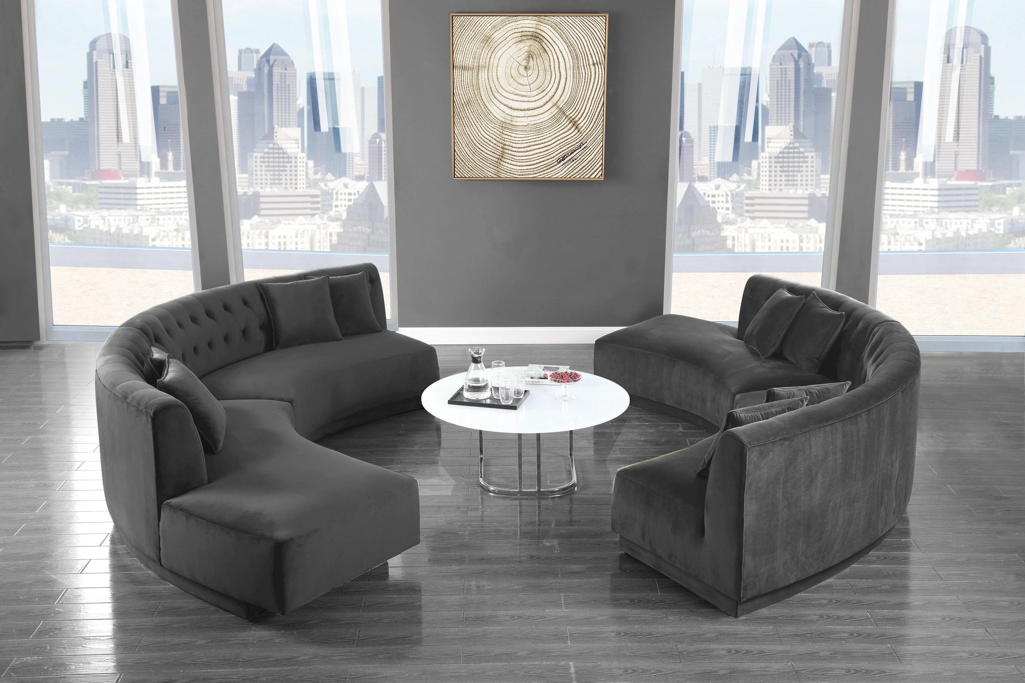 Kenzi Grey Velvet 2pc. Sectional