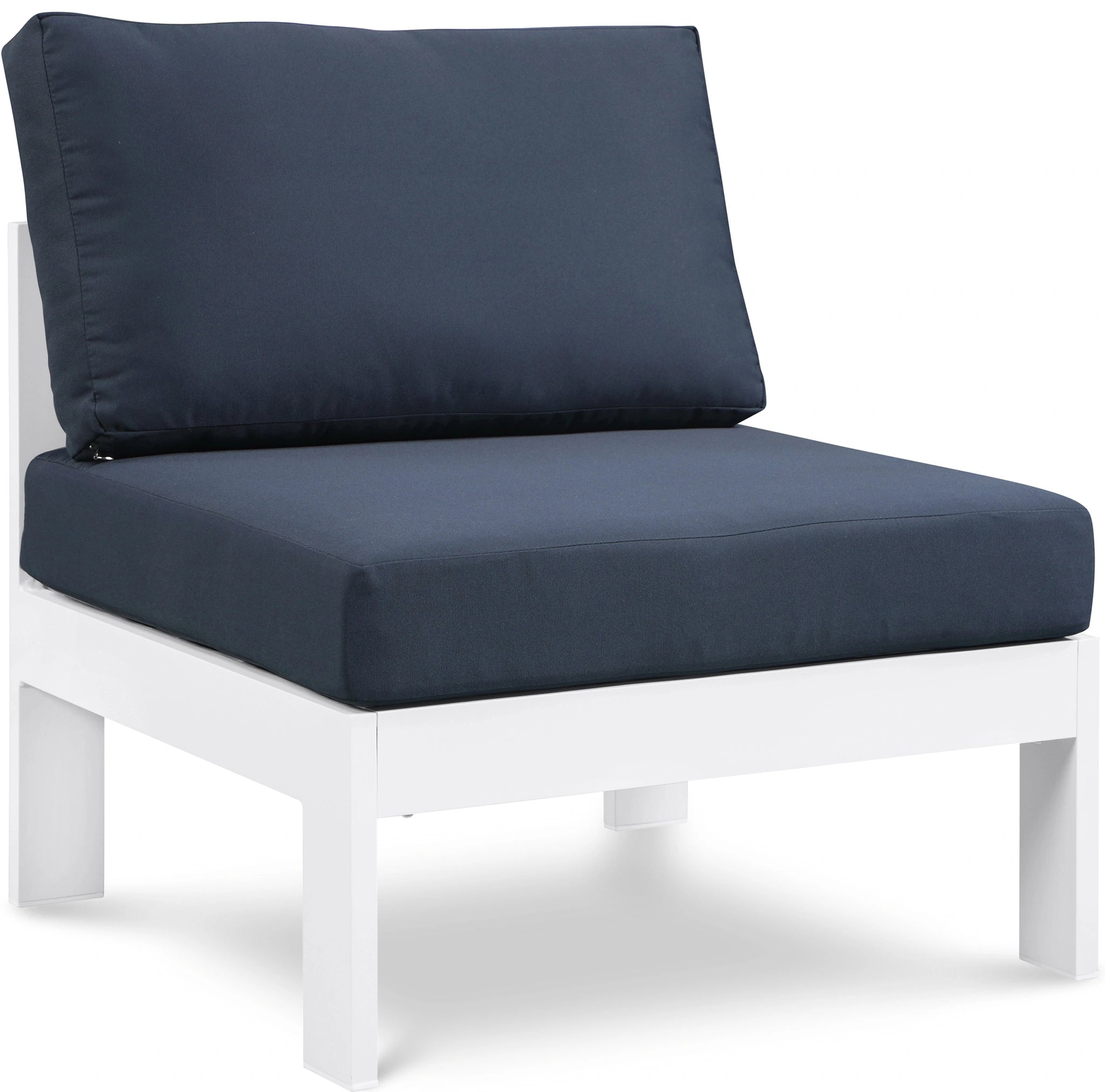 Nizuc Navy Waterproof Fabric Outdoor Patio Aluminum Armless Chair