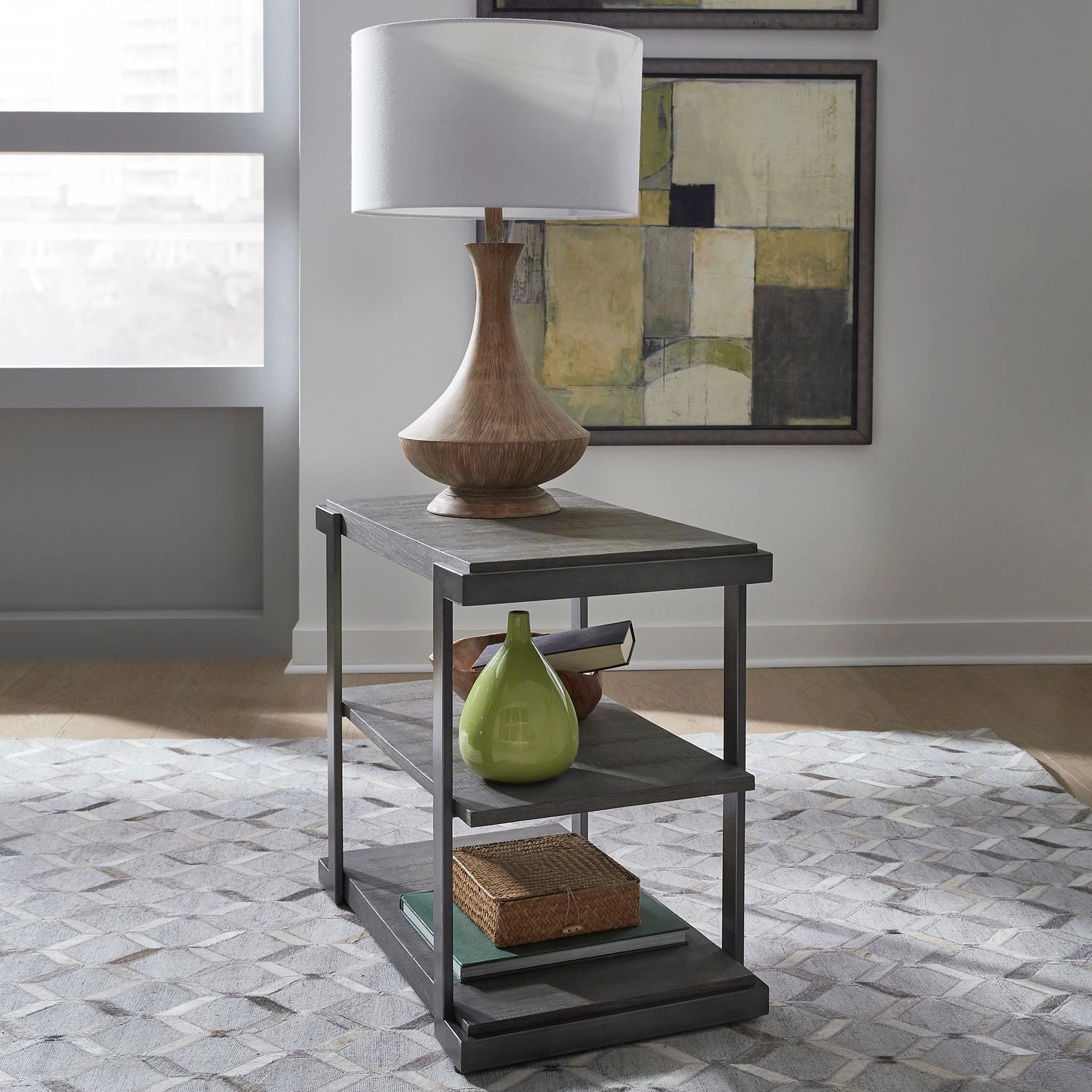 Modern View Tiered End Table in Gray image