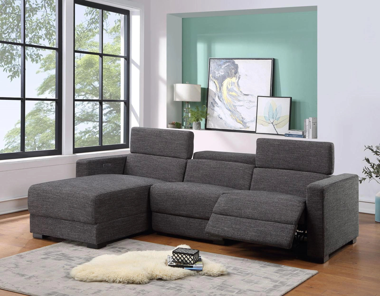 Steve Silver Zara Dual Power Recliner in Charcoal