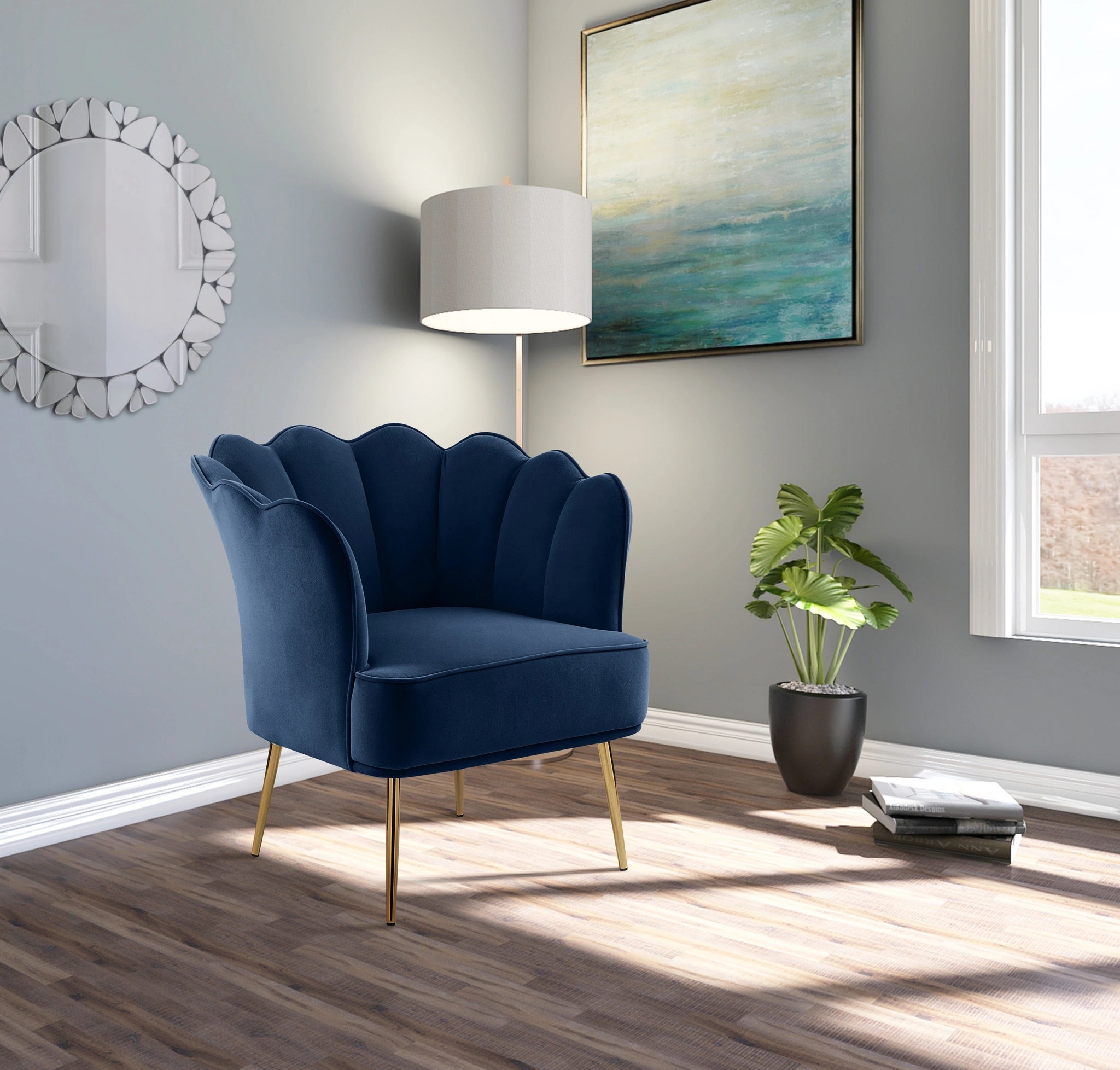 Jester Navy Velvet Accent Chair