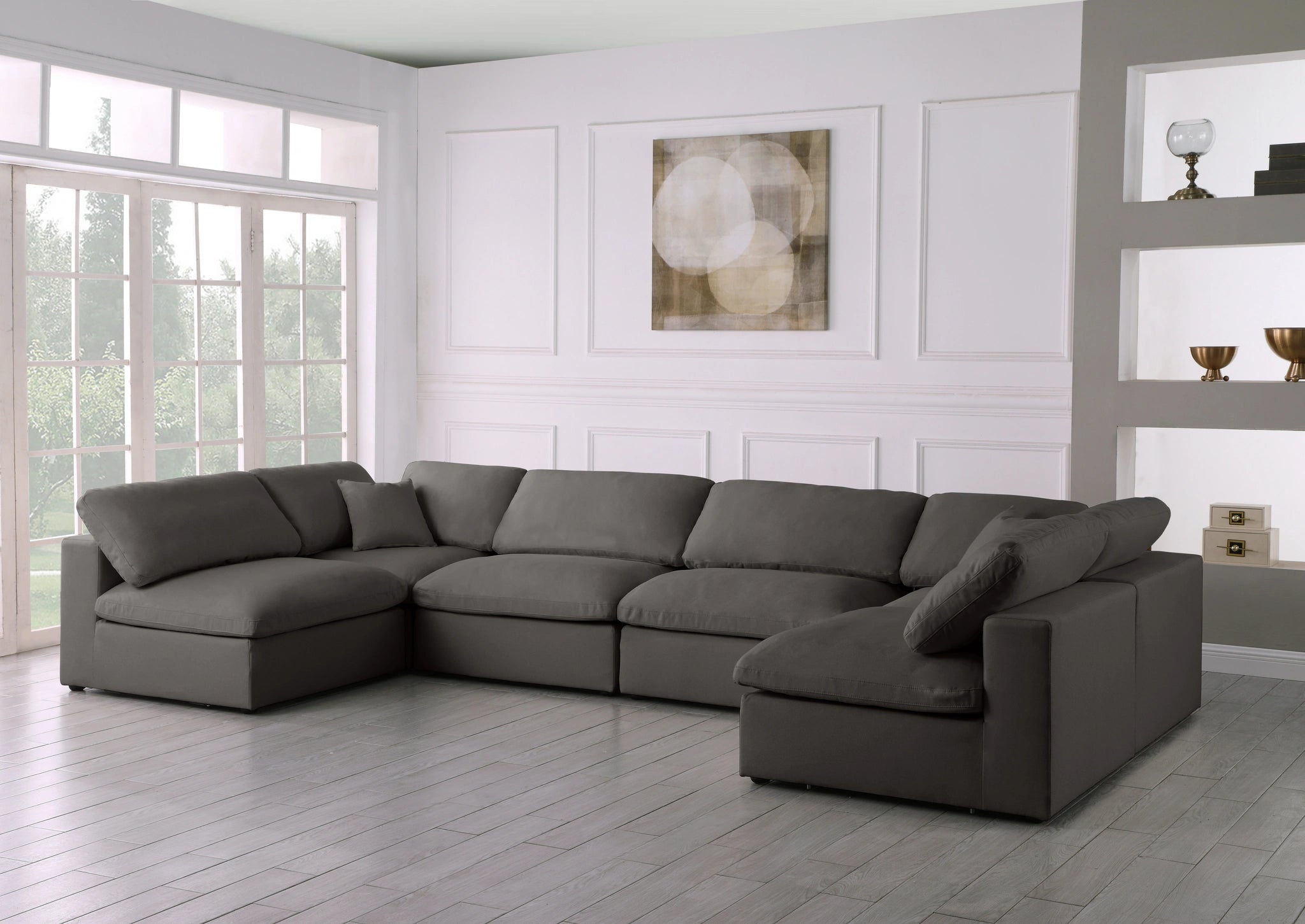 Plush Grey Velvet Standard Cloud Modular Sectional