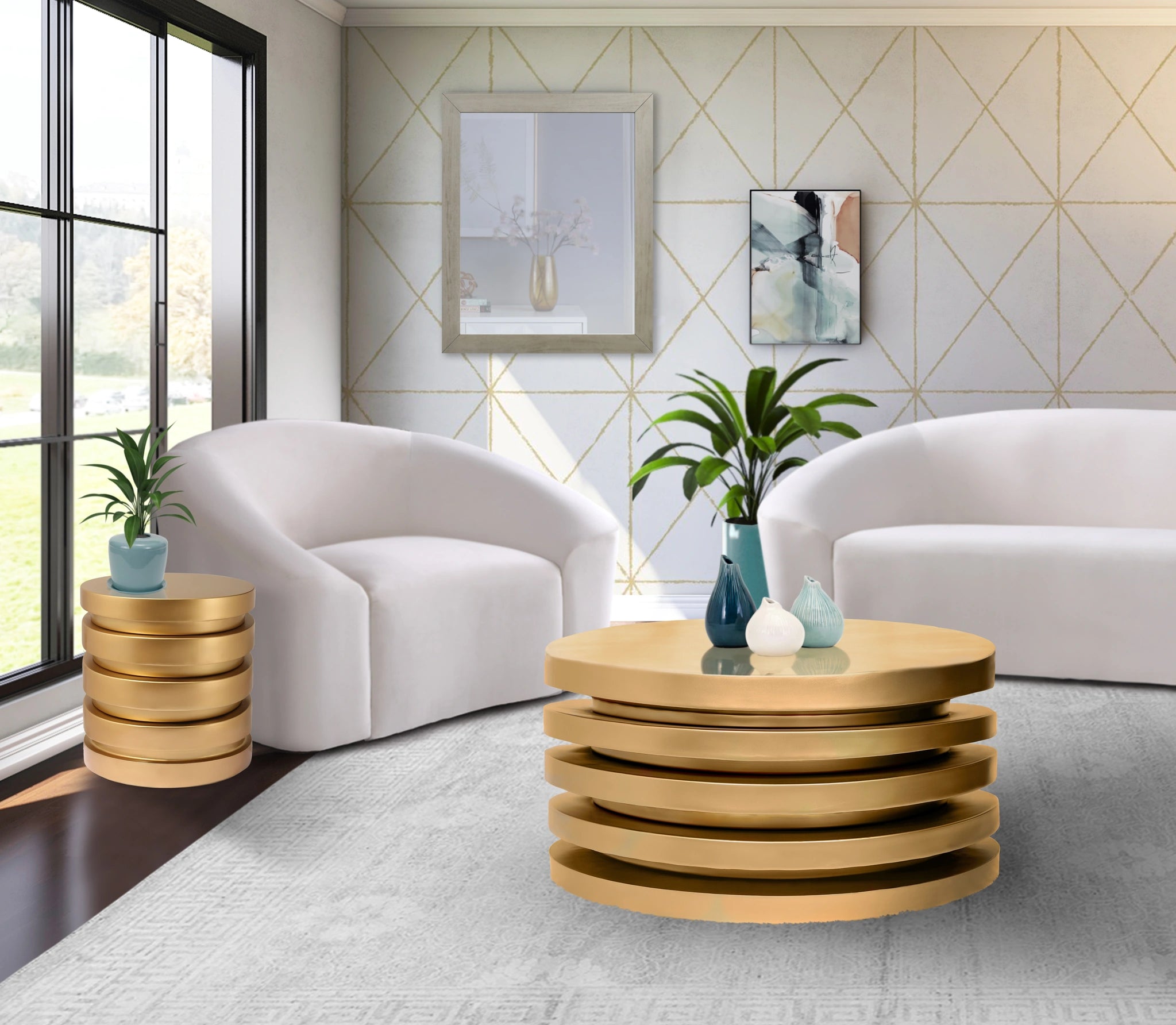 Levels Brushed Gold Coffee Table