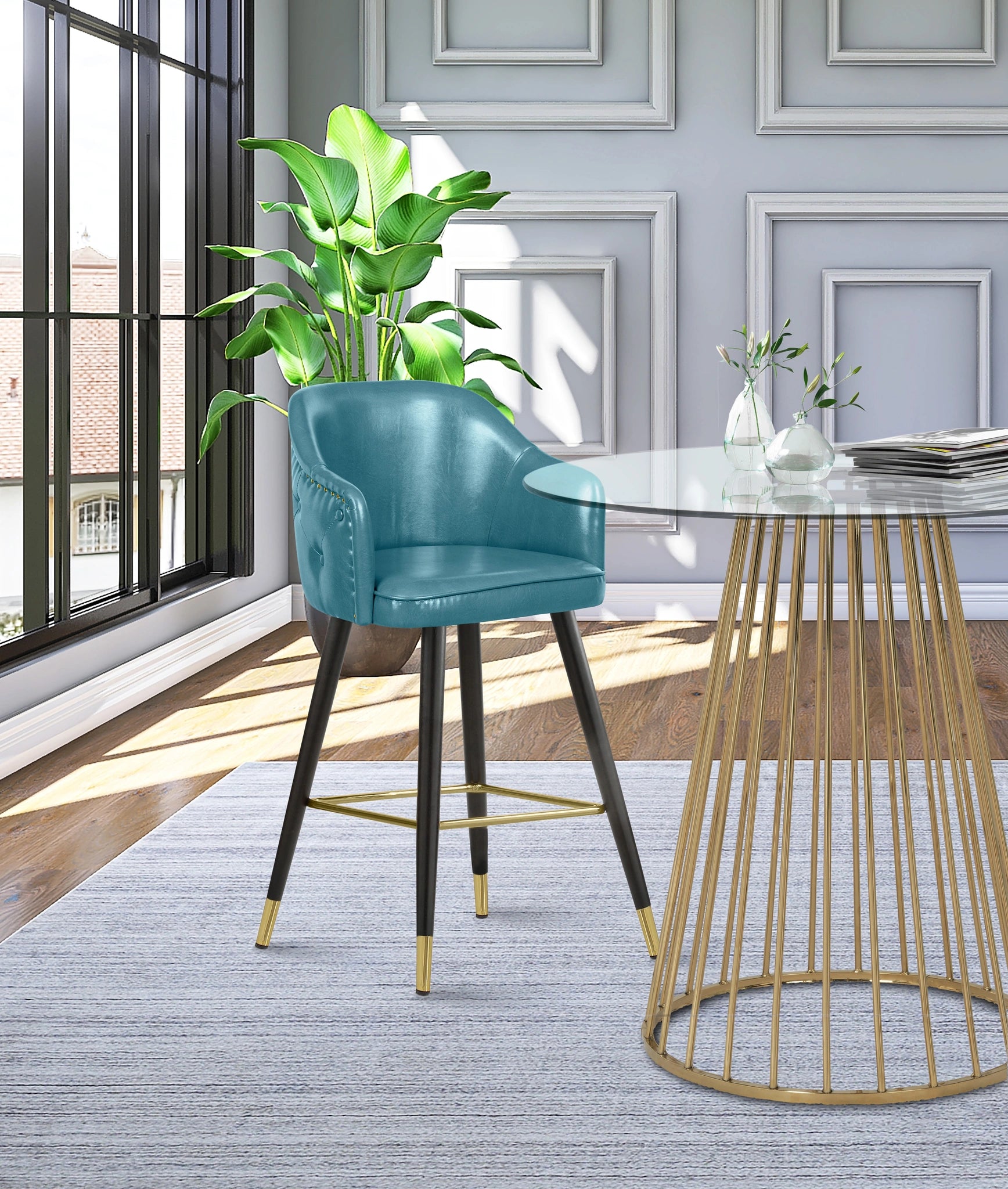 Barbosa Blue Faux Leather Counter/Bar Stool
