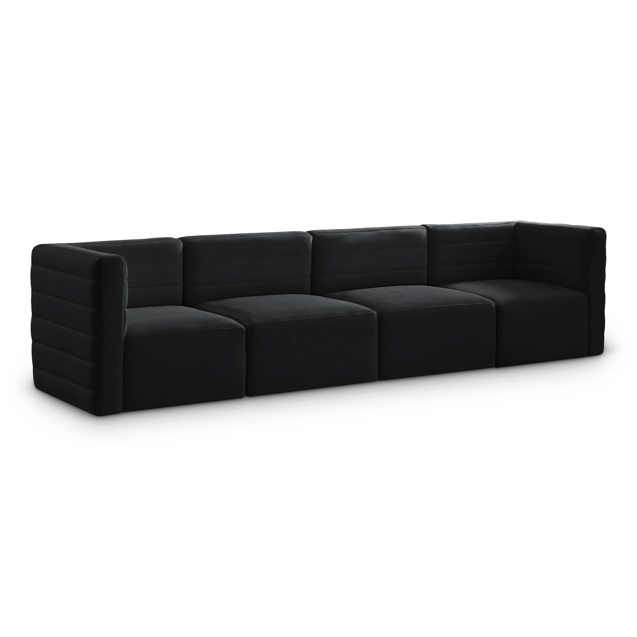 Quincy Black Velvet Modular Sofa