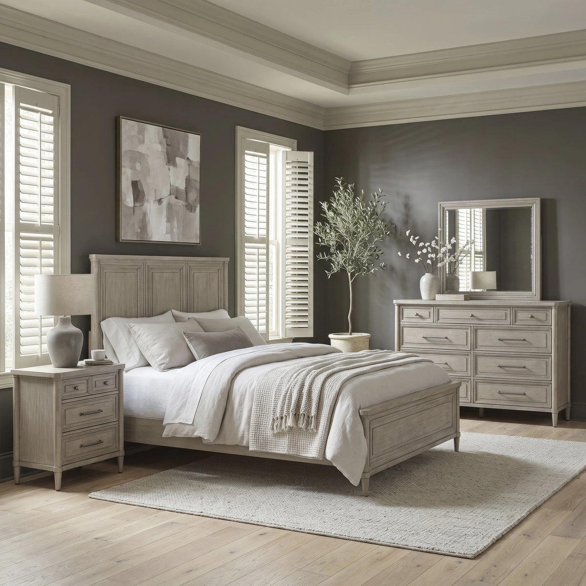Rochelle Park Panel Bed, Dresser & Mirror, Night Stand image