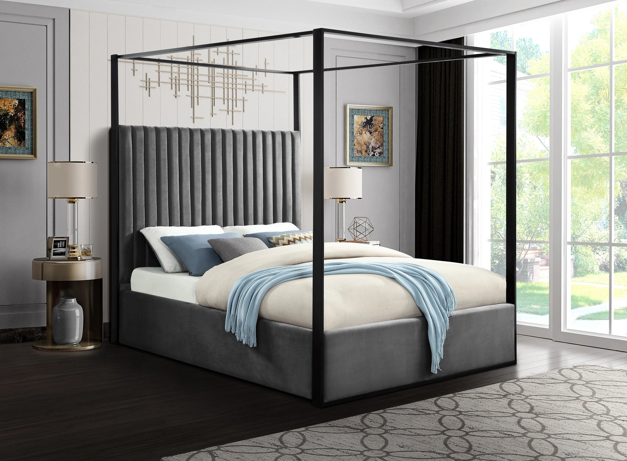 Jax Grey Velvet King Bed