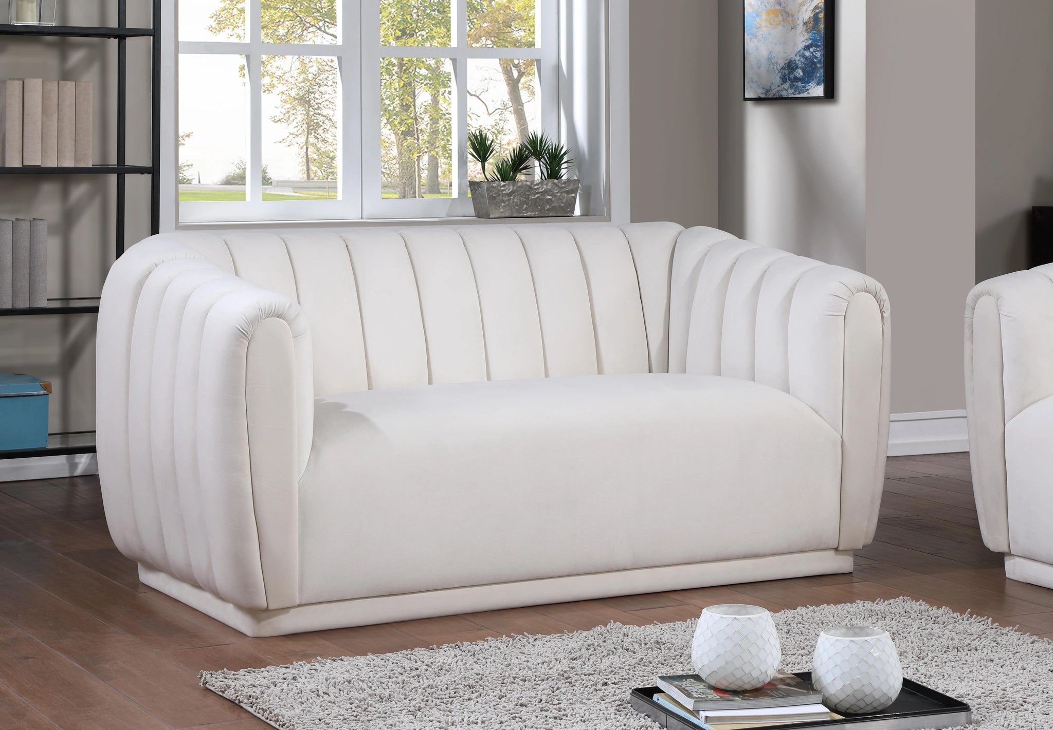Dixie Cream Velvet Loveseat