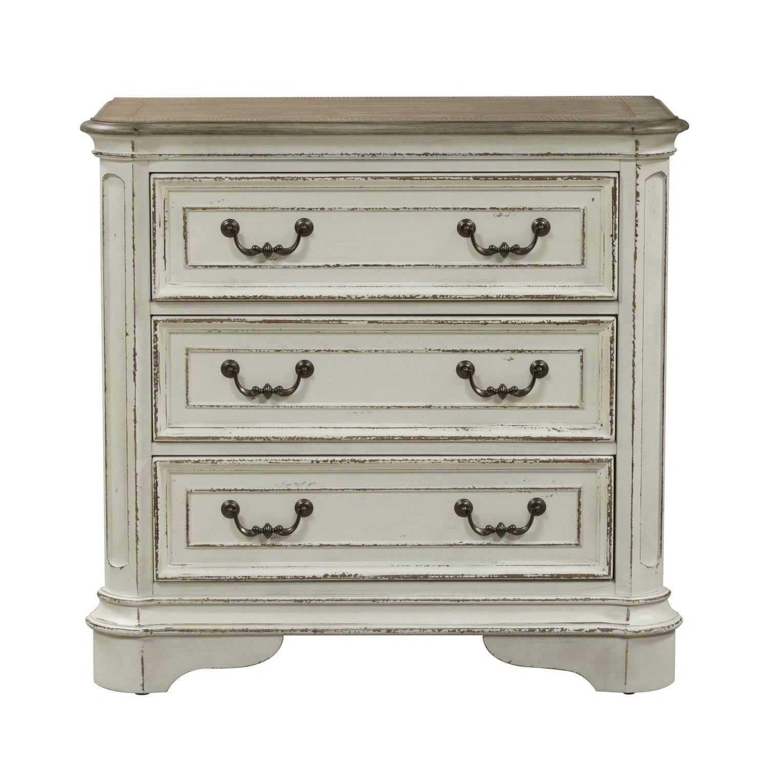 Magnolia Manor 3 Drawer Bedside Chest in Antique White image