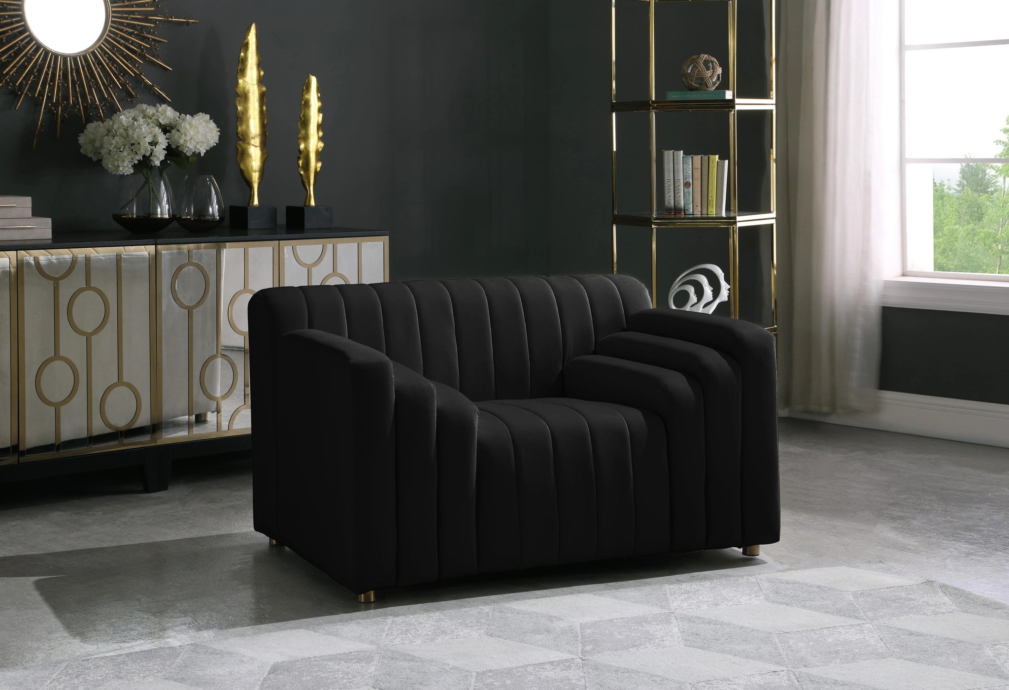 Naya Black Velvet Chair