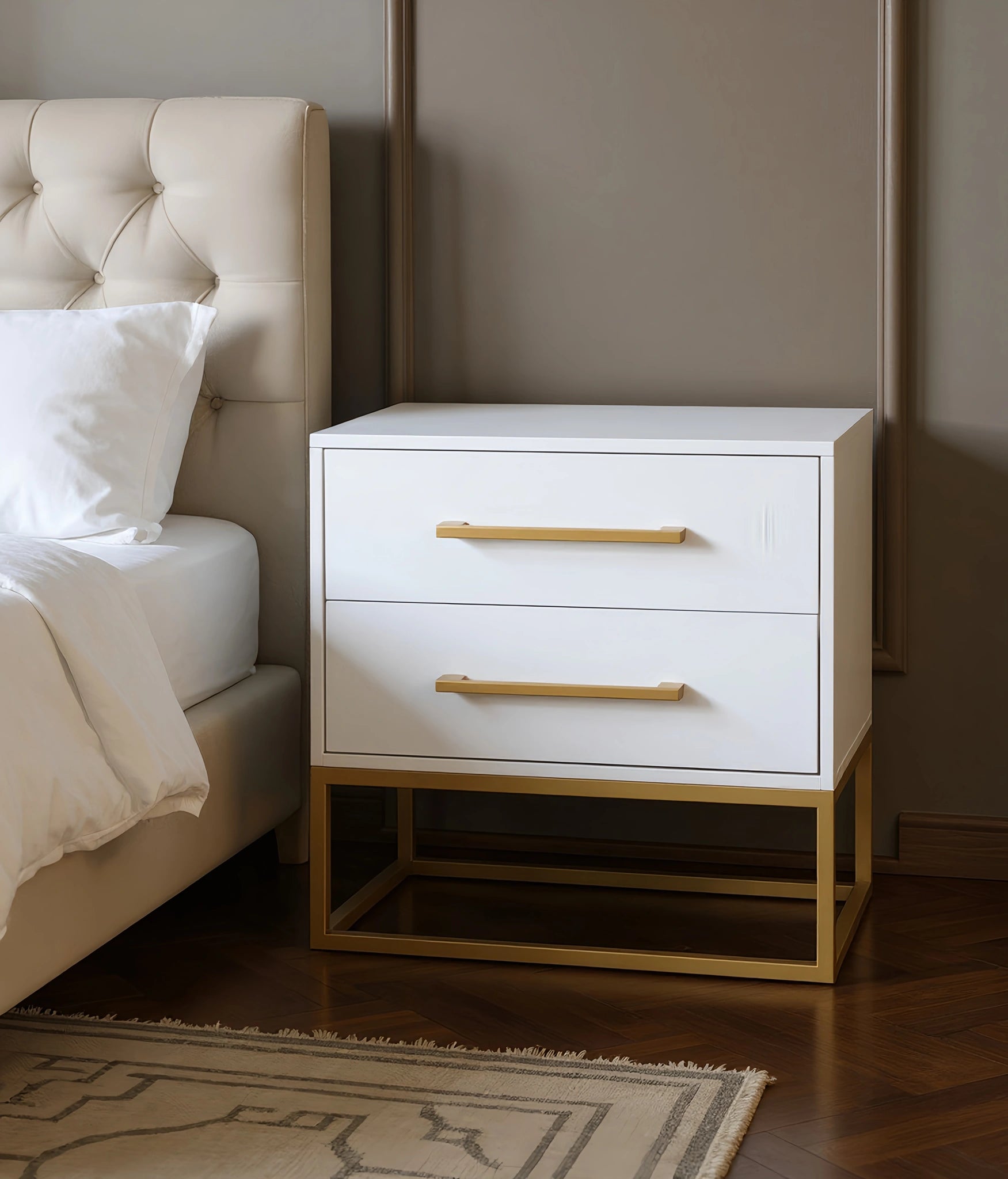 Maxine White / Gold Night Stand