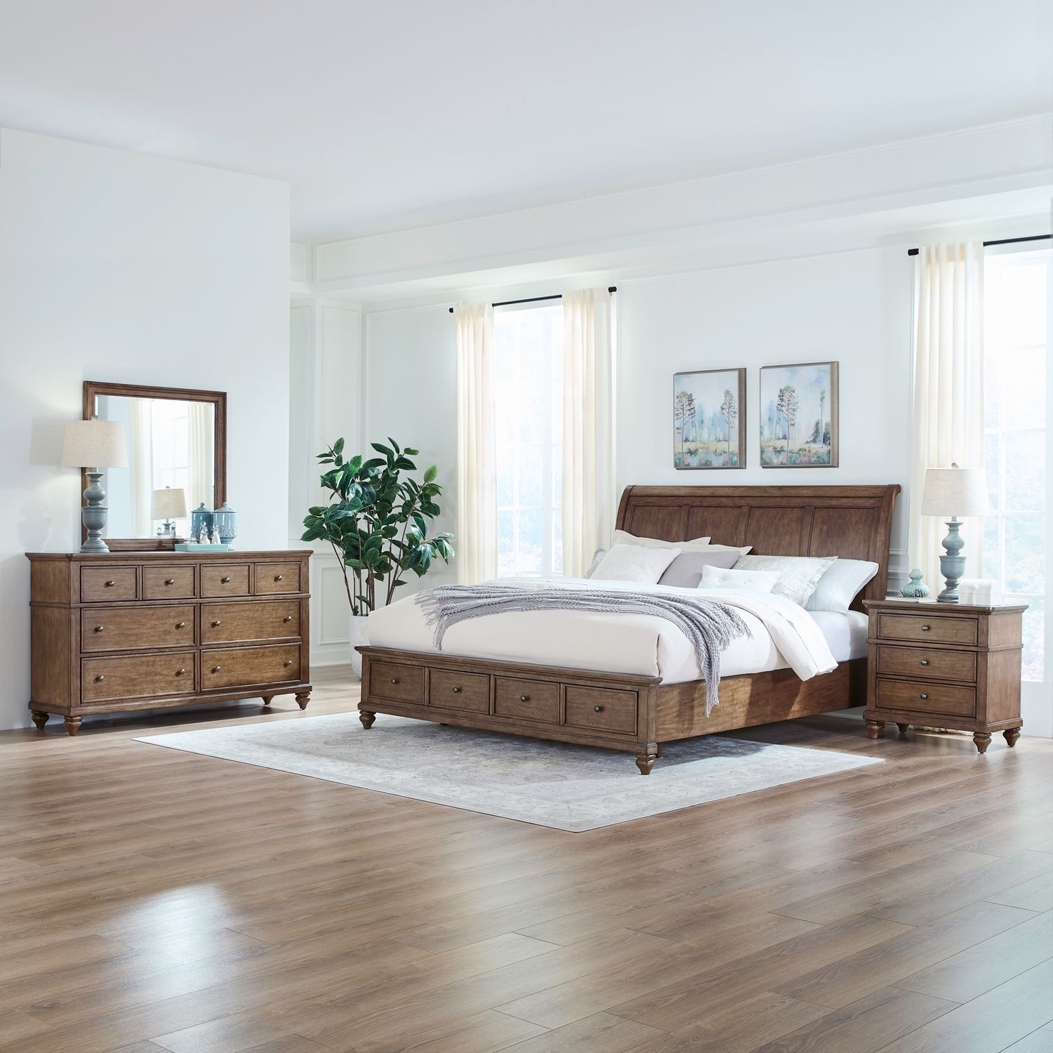 Twin Lakes King Storage Bed, Dresser & Mirror, Night Stand image