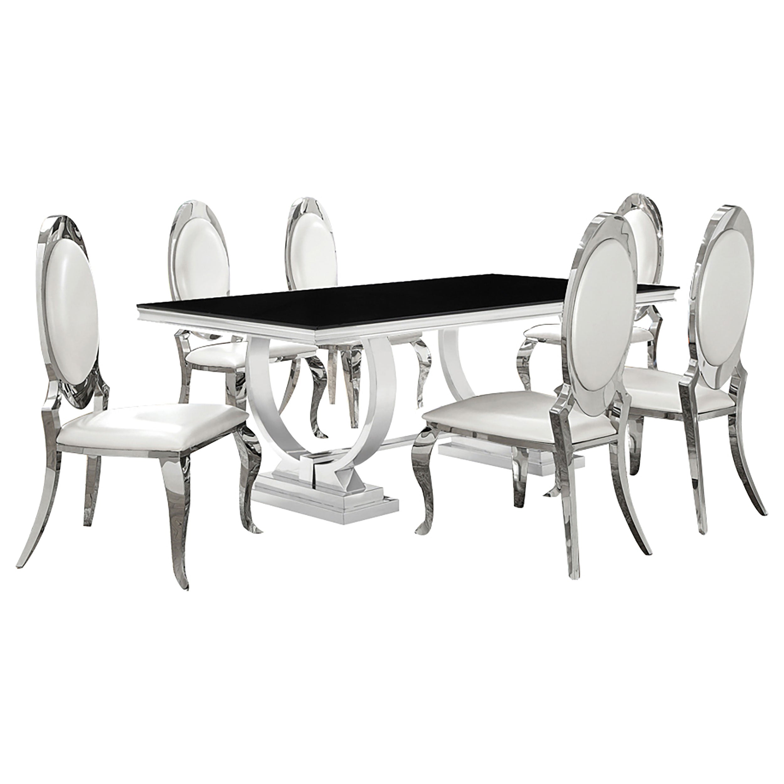 Antoine Rectangular Glass Top Dining Set Chrome - Luxury Home Furniture (MI)