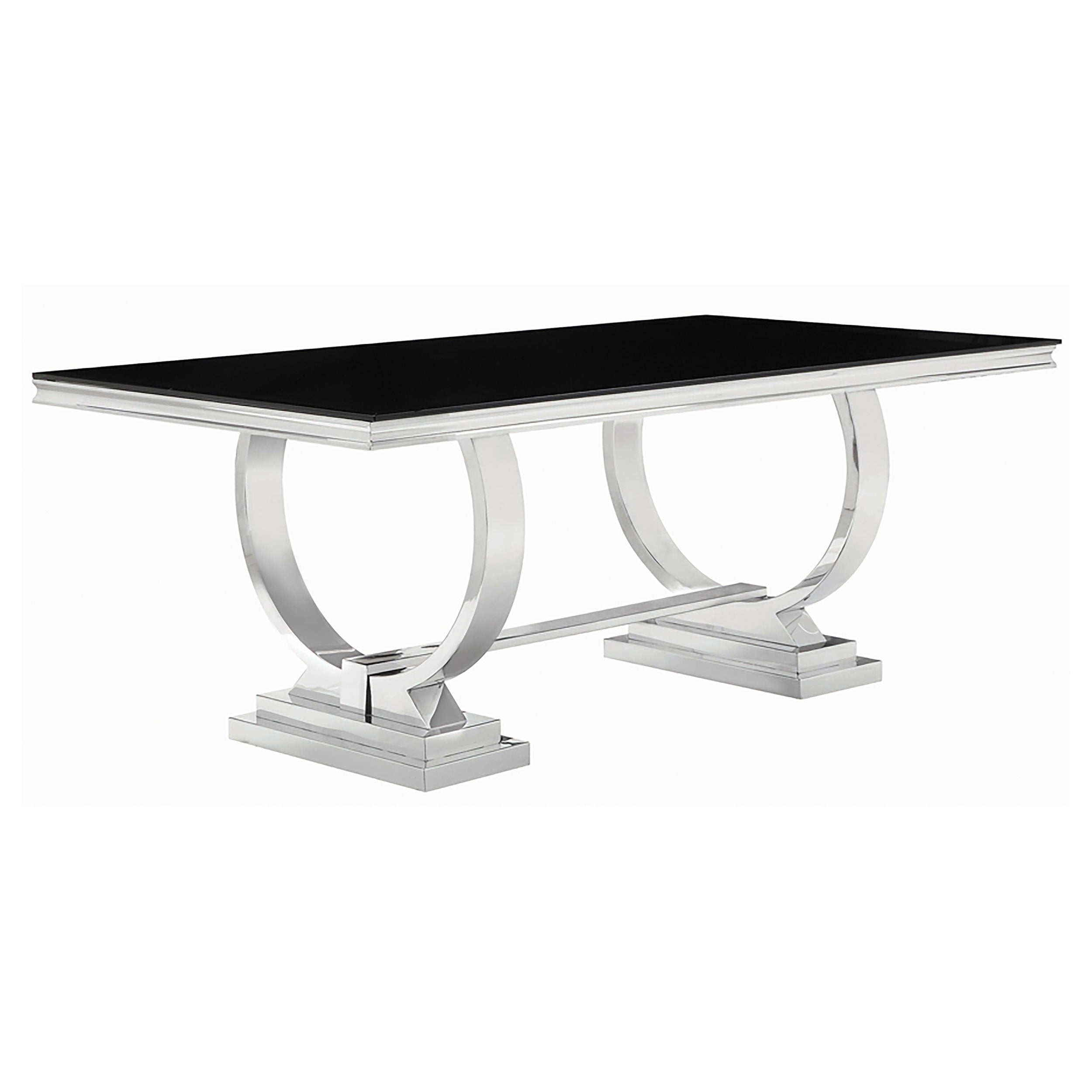 Antoine Rectangular Glass Top Dining Set Chrome - Luxury Home Furniture (MI)