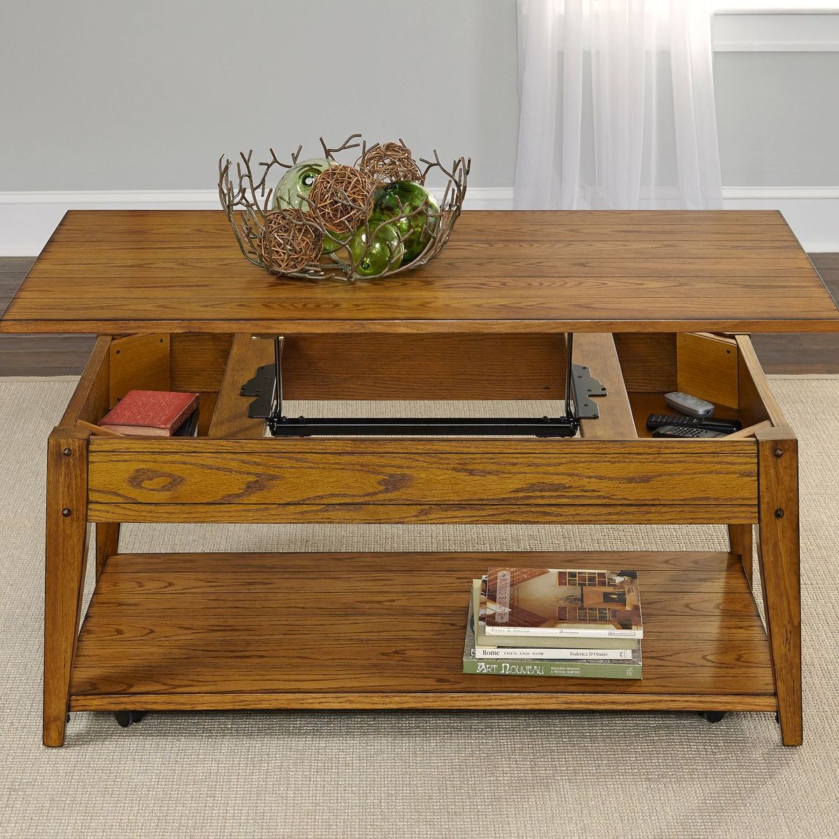 Liberty Furniture Lake House Lift Top Cocktail Table in Oak - Luxury Home Furniture (MI)