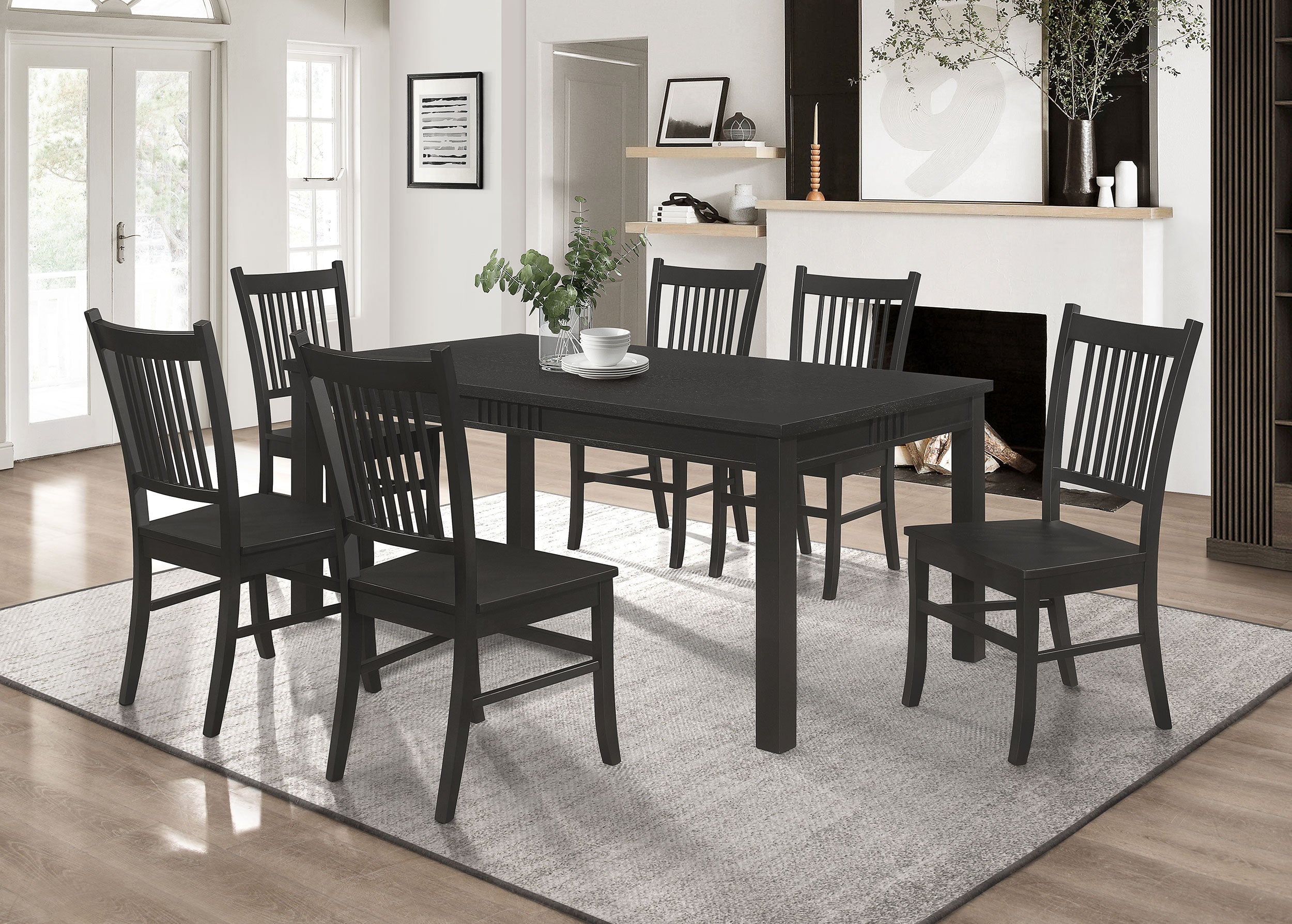 Marbrisa Rectangular Dining Table Set Matte Black - Luxury Home Furniture (MI)