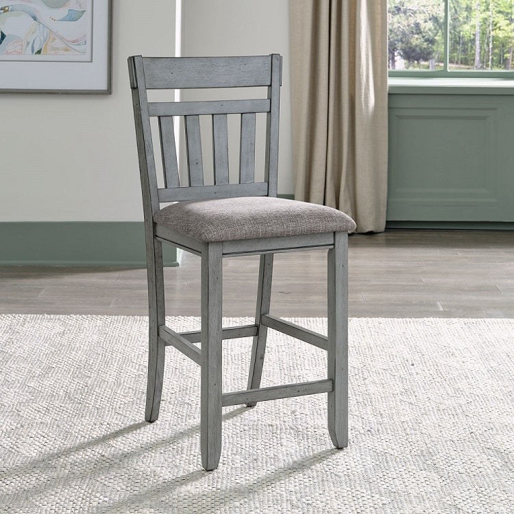 Liberty Furniture Newport Splat Back Counter Chair (Set of 2) in Smokey Grey - Luxury Home Furniture (MI)