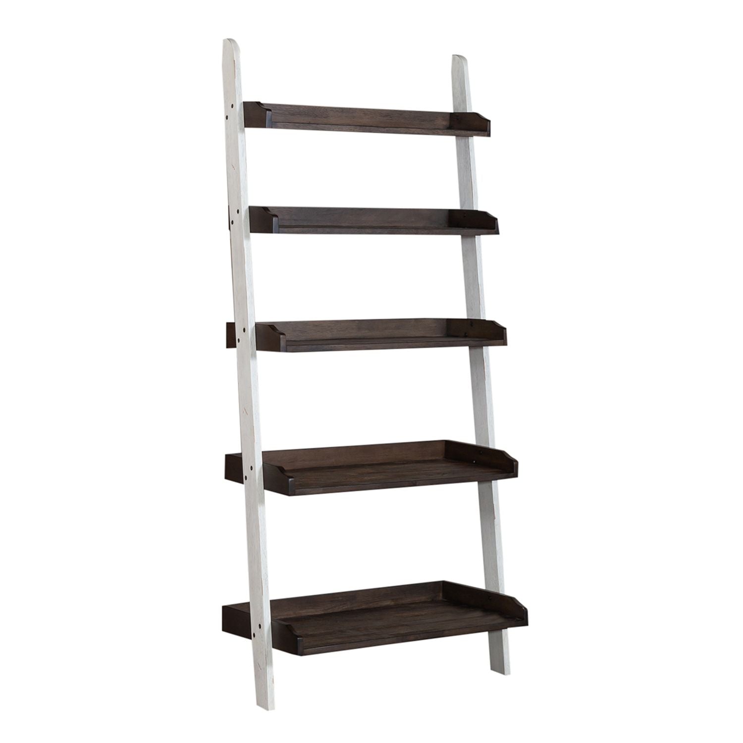 Farmhouse Leaning Bookcase in White/Oak - Luxury Home Furniture (MI)